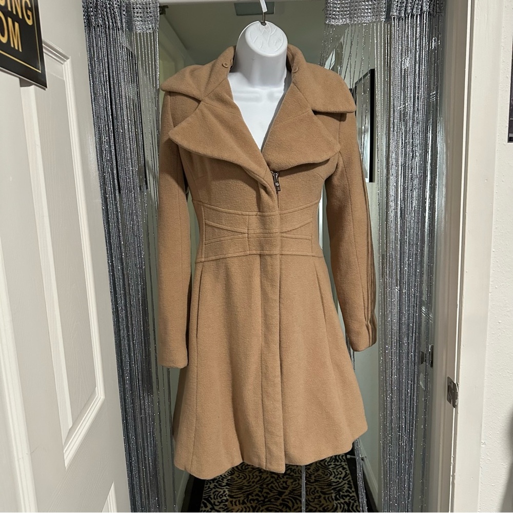 jessica simpson tan coat with cheetah lining